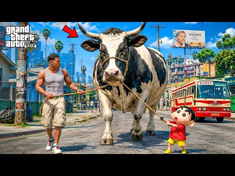 Franklin & Shinchan Bought The BIGGEST COW Ever ?? | GTA 5 Malayalam thumbnail