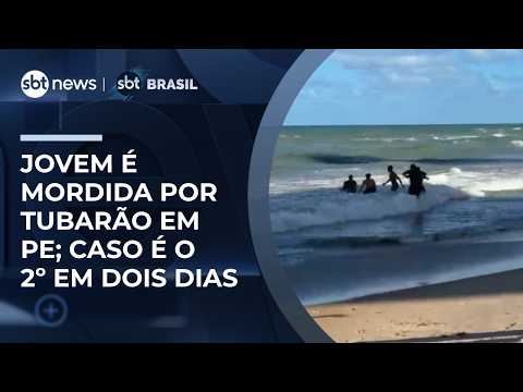 Ataques de tubarão: Jovem sofre mordida na perna em Recife; caso é o 2º em dois dias | #SBTBrasil thumbnail