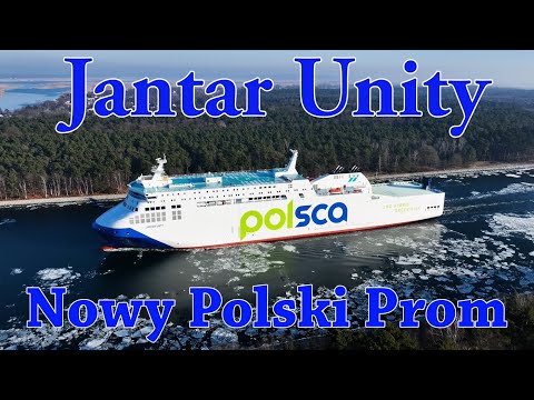Spektakularny rejs nowego promu Jantar Unity ze Świnoujścia do Szczecin na jego chrzest. thumbnail