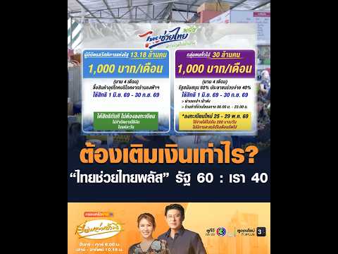 ต้องเติมเงินเท่าไร? “ไทยช่วยไทยพลัส” รัฐ 60 : เรา 40 thumbnail