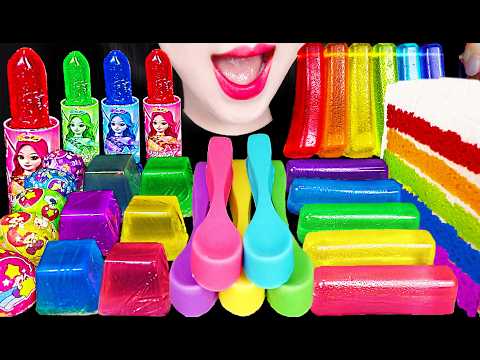 ASMR LIPSTICK CANDY, EDIBLE SPOON, FINGER JELLY 립스틱 캔디 숟가락 젤리 먹방 MUKBANG, EATING thumbnail