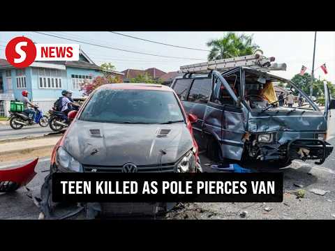 Dashcam captures moment speeding car sends pole crashing through van, killing teen thumbnail