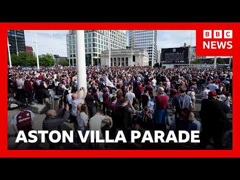 Aston Villa fans line streets as team set for Europa League victory parade | BBC News thumbnail