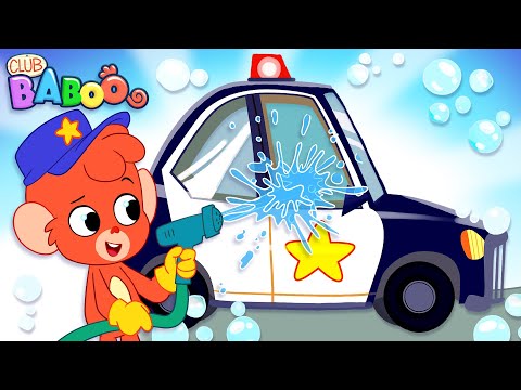 Baboo helps wash a POLICE CAR | Club Baboo Junior | Sweet Videos for Young Kids | 1 HOUR Compilation thumbnail