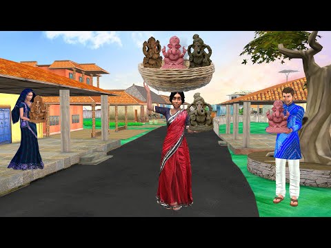 Mitti Ganesh Murti Eco Friendly Ganpati Garib Maa Ki Safalta Hindi Kahani Moral Stories Comedy Video thumbnail