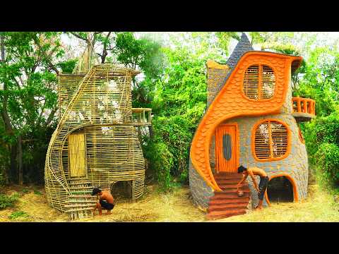 Primitive Mud House Construction From Framing To Roofing Complete Process [ Full ] thumbnail