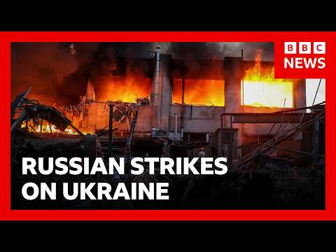 Massive Russian attack on cities across Ukraine kills at least 13 people | BBC News thumbnail