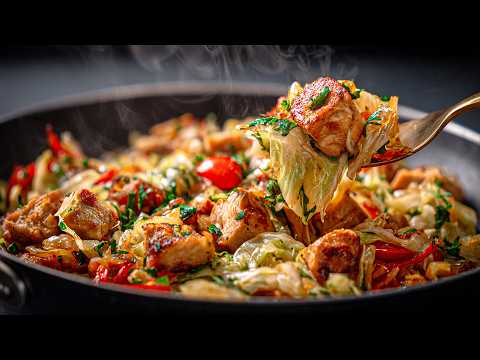 Don't skip this easy cabbage and chicken meal for dinner! Simple, tasty and Quick One-Pan Dinner ❗ thumbnail