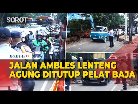 Jalan Ambles Lenteng Agung Dipasang Pelat Baja Sementara, Antisipasi Kendaraan Terperosok thumbnail