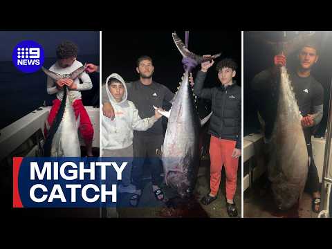 Teens reel in a catch of a lifetime | 9 News Australia thumbnail