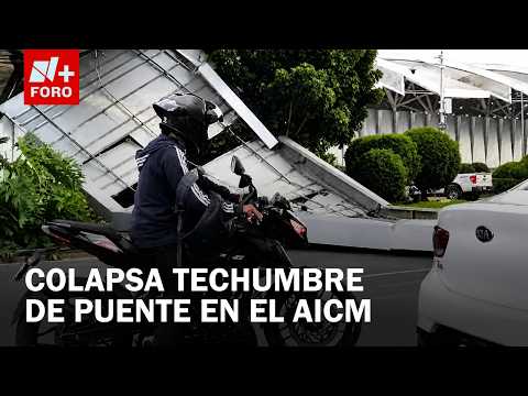Se derrumba techo de puente peatonal en Terminal 1 del AICM y aplasta vehículo thumbnail