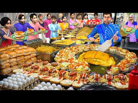 Egg Burger Desi Tasty अंडा बर्गर Famous Street Food Comedy Hindi Kahani Moral Stories thumbnail