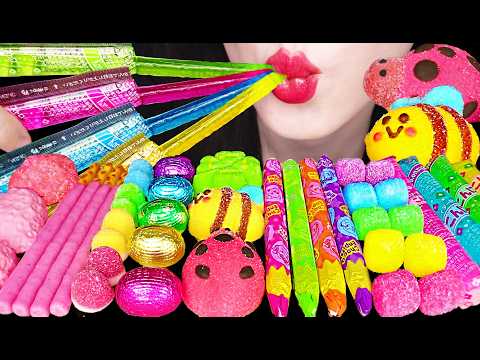 ASMR RAINBOW CRAYON JELLY NOODLES 먹는 크레용 젤리 국수 먹방 MUKBANG, EATING thumbnail