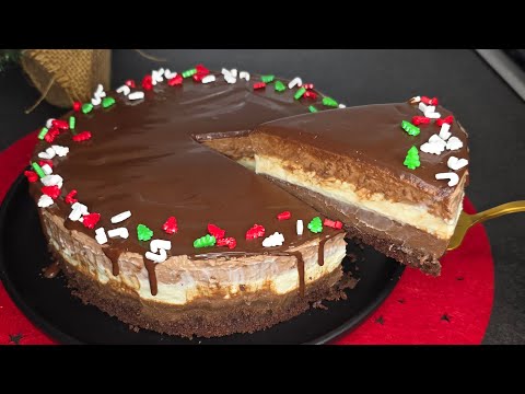 🍫 Torta fredda ai tre cioccolati! Senza forno, cremosa e irresistibile! thumbnail