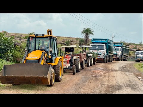 JCB 3dx loading Mud in TATA Tippers & Tractors | Swaraj 855 Fe | New Holland 3630 4x4 Tractor thumbnail
