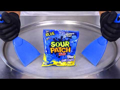 Sour Patch Kids - Blue Raspberry Ice Cream Rolls | ASMR thumbnail