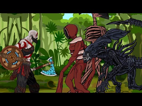 Kratos Vs Siren Head, Ailen Queen, The Figure Doors . Animation Drawing Cartoon 2. thumbnail