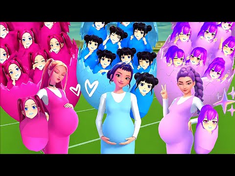 K-POP DEMON HUNTERS GIVE BIRTH TO 1,000 HUNTRIX BABIES COMPILATION 💜💙💖 SAKURA School Simulator  thumbnail