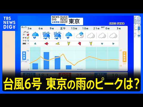 【台風6号】関東に最接近へ　東京の雨のピークは？昼すぎまで警戒が必要　時系列で詳しく解説｜TBS NEWS DIG thumbnail