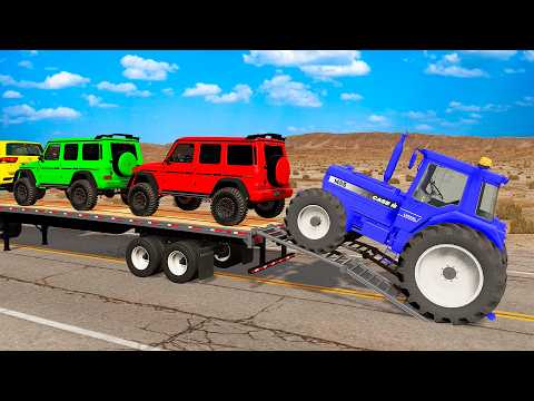 Flatbed Truck Mcqueen | Transportation with Truck - Pothole vs Car #345 - BeamNG.Drive thumbnail
