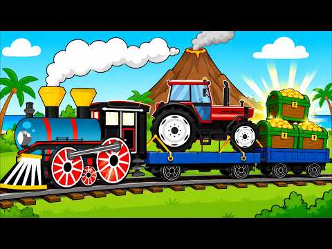 Tractor and Train Carry Treasure Chests! | Tractors and Toy Vehicles for Children thumbnail