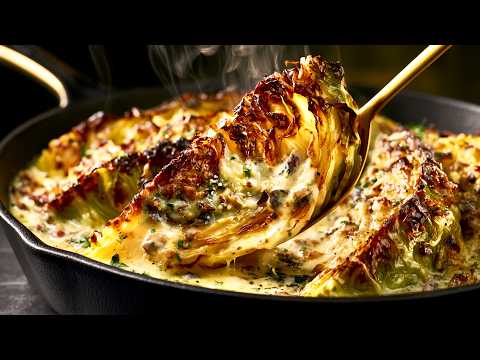 Creamy Garlic Cabbage is better than meat! Roasted cabbage can be so delicious! ASMR thumbnail