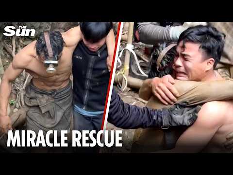 Incredible moment five men are rescued from flooded cave after over a week trapped underground thumbnail