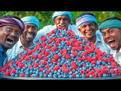 BLUEBERRY & RASPBERRY | Delicious Fruit Rava Kesari Recipe Cooking in American Village | Sooji Sweet thumbnail