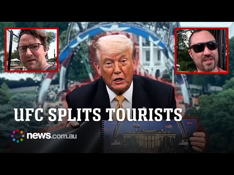 Tourists divided as cage-fighting arena takes shape on the White House lawn thumbnail