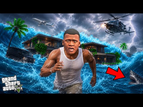 Franklin Survive & Fight TSUNAMI in GTA 5 ( Part-1 ) ! in Telugu thumbnail