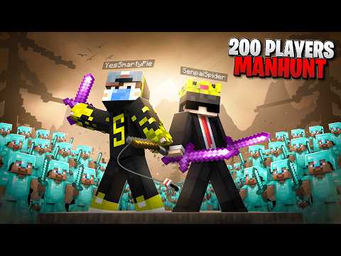 2 Speedrunners VS 200 Hunters MANHUNT ft @SenpaiSpider | Minecraft thumbnail