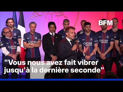 Le président de la République, Emmanuel Macron, a félicité les joueurs du PSG thumbnail