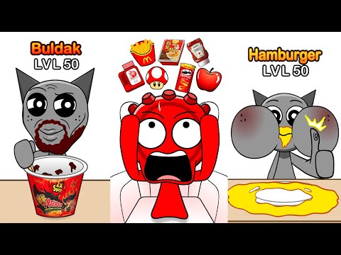 Incredibox Sprunky's ASMR MUKBANG Buldak Noodles & Chicken & Hamburger EATING SOUND thumbnail