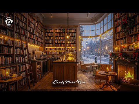 Cozy Book Café Ambience in London | Smooth Jazz, Cafe ASMR & Fireplace Sound for Relaxing & study thumbnail