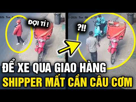 Để xe QUA GIAO HÀNG, shipper bị MẤT CẦN CÂU CƠM chỉ trong VÀI NỐT NHẠC | Tin 3 Phút thumbnail