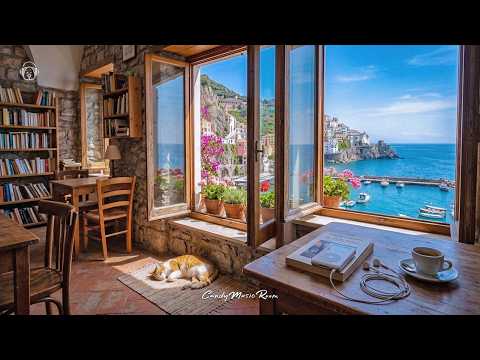 Seaside Italian Book Café : Chill Bossa Nova, Ocean Waves & Cozy Café Ambience thumbnail
