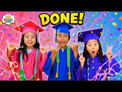 LAST DAY OF SCHOOL! 1+ Hour of Summer VACATION FUN with Ryan, Emma, and Kate! thumbnail