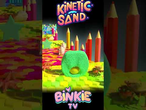⭐🔷 Bowling Ball Rolls Through Kinetic Sand Shapes Learning Fun | Binkie TV thumbnail