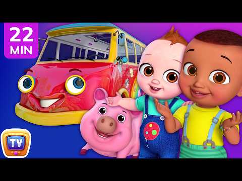 Wheels on the Bus Farm Animals + London, Builders & More | 22 Min for Kids | ChuChu TV thumbnail