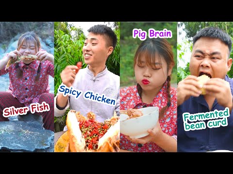 Eat Pig Brain or Virgin Boy Eggs? | Funny Mukbang | Pepper Queen Erya & Songsong and Ermao thumbnail