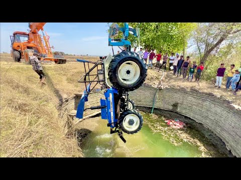 New Holland 3630  4x4 Tractor Jumped in well with 2mb reversible Plough rescue by hydra thumbnail