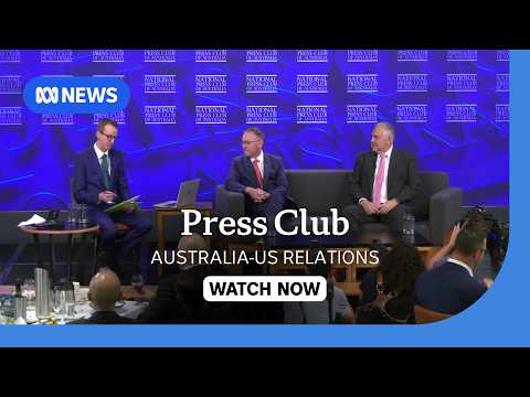 Fmr Trump chief-of-staff Mick Mulvaney and fmr US ambassador Joe Hockey at Press Club | ABC NEWS thumbnail
