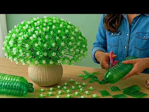 Turn Waste bottles Into Beautiful Four Leaf Clover Flowers! 🌸Amazing Craft - DIY Tutorial thumbnail