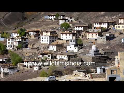 Kibber Village panoramic view in the cold desert landscape of Spiti Valley thumbnail