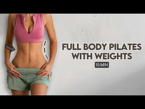 15 Min Pilates with Dumbbells | Pilates & Strength Home Workout thumbnail
