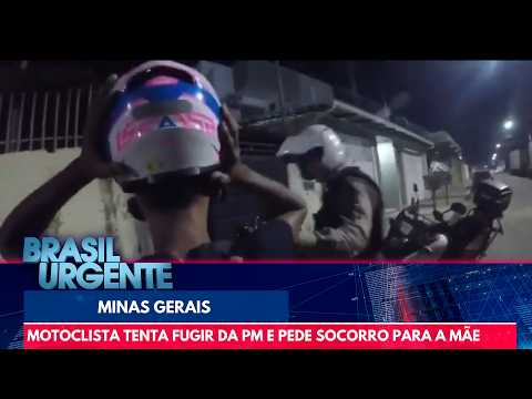 Motociclista sem CNH tenta fugir da PM e pede socorro para a mãe | Brasil Urgente thumbnail