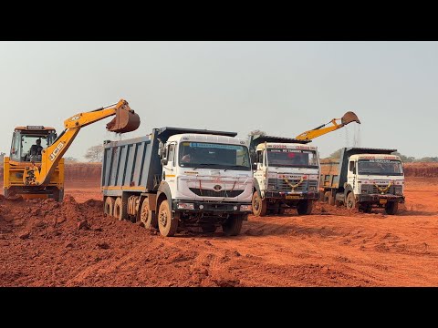 New TATA Signa 3530 Tipper First Time Working with 3 JCB 3dx Loading Red Mud | Tata 2518 Truck thumbnail