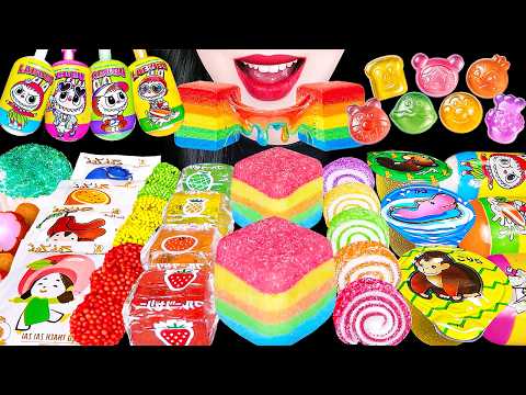 ASMR RAINBOW DESSERTS 다양한 무지개 디저트 아이스크림 해외 간식 먹방 KINJO JELLY GUMMY ICE CREAM EATING SOUNDS MUKBANG thumbnail