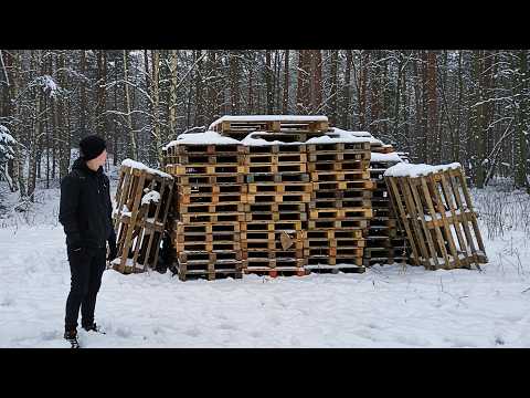 From ABANDONED PALLETS to a SNOW CABIN in the Forest | by @lesnoy thumbnail