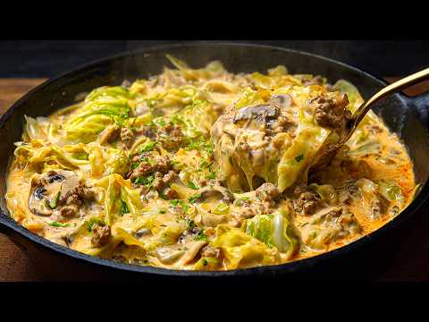 Super Creamy and Cheezy Ground Beef & Cabbage Dinner. Beef Stroganoff Recipe with Сabbage thumbnail